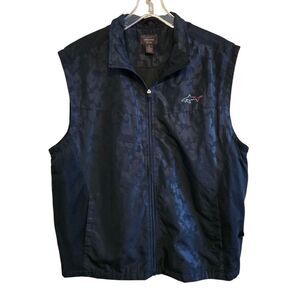 Greg Norman Black Camo Vest Large Polyester Shark Logo Zip golf outdoor